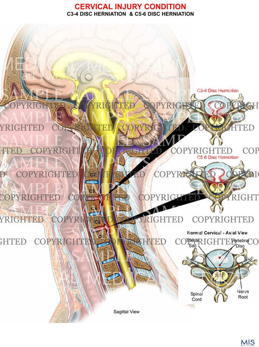 C3-4 and C5-6 disc herniation