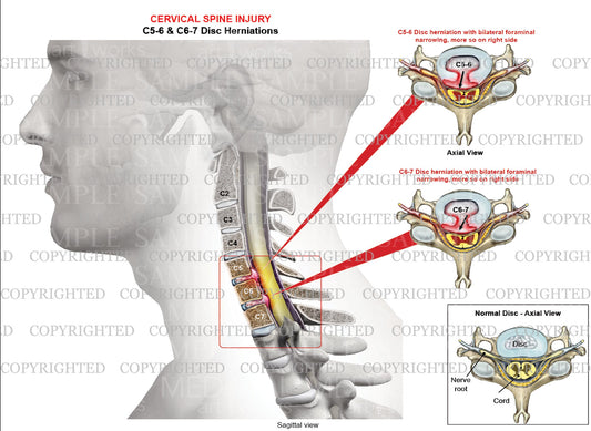 Cervical disc herniation - Bilateral foraminal narrowing