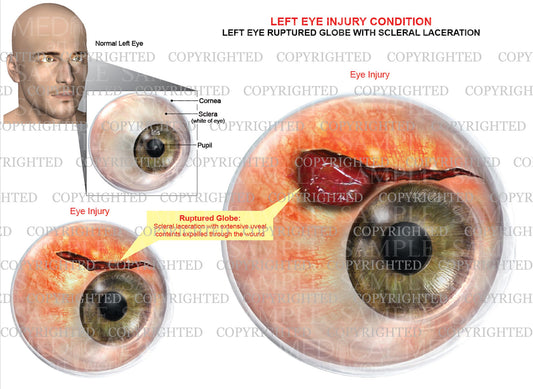 Eye Injury - ruptured globe with scleral laceration