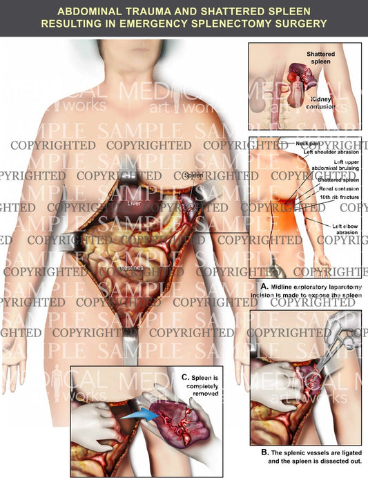 Abdominal trauma & shattered spleen