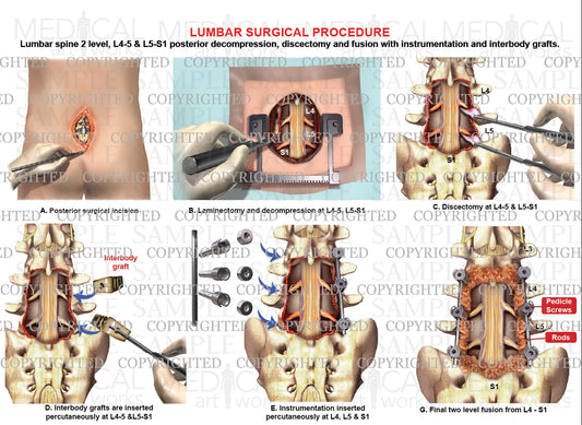 2 level - L4, L5, S1 Posterior lumbar interbody fusion, decompression and discectomy